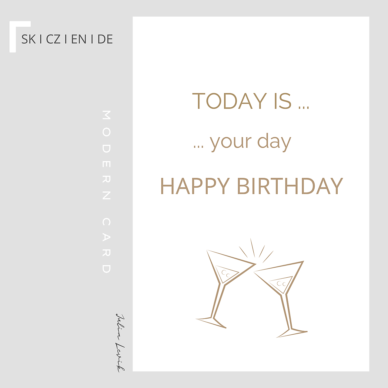 Štýlová moderná gratulačná karta s nápisom a pohárom