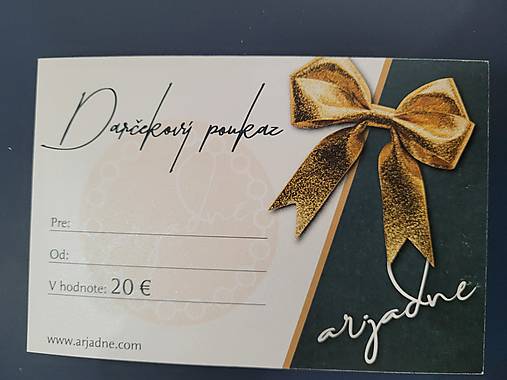Darčekové poukážky - darčeková poukážka 20 - 17867946_