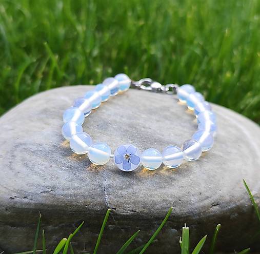 Náramky - Náramok Nezábudka a Opalit - voliteľné zapínanie - B0031 - 17867512_