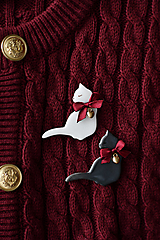 Brošne - Brošňa "Ribbon Cat" (Biela) - 17866694_