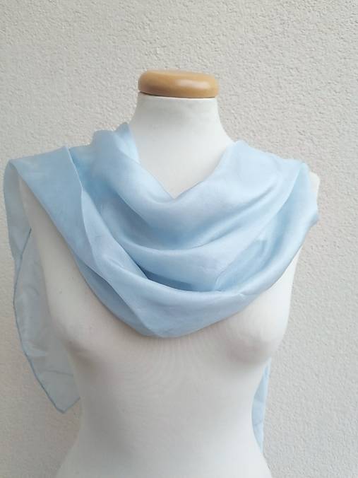 Šatky -  "pastel blue"  hodvábná šatka  90x90 cm skladom - 17865854_