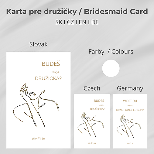 Personalizovaný set pre družičky / Bridesmaid gift set – handmade soy candle, card & matches