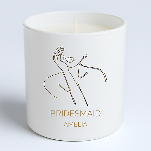Personalizovaný set pre družičky / Bridesmaid gift set – handmade soy candle, card & matches