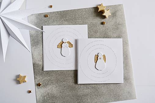 Papiernictvo - Vianočný pozdrav - anjel so zlatými krídlami - 17869200_