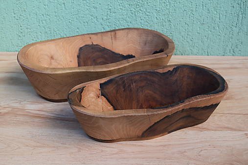 Nádoby - Misky z orecha, set 2 ks - 17869219_