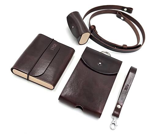 Taštičky - KOŽENÝ SET  /zvýhodnená cena/ - 17868757_