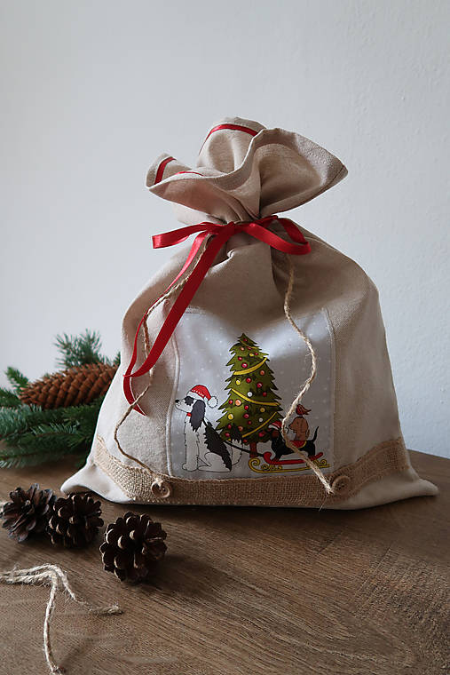 Úžitkový textil - Vianočné/mikulášske  vrecko psík-stromček - 17868497_