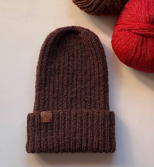 Čiapky, čelenky, klobúky - Čiapka s pružným vzorom (tmavá čokoláda) - 17869313_