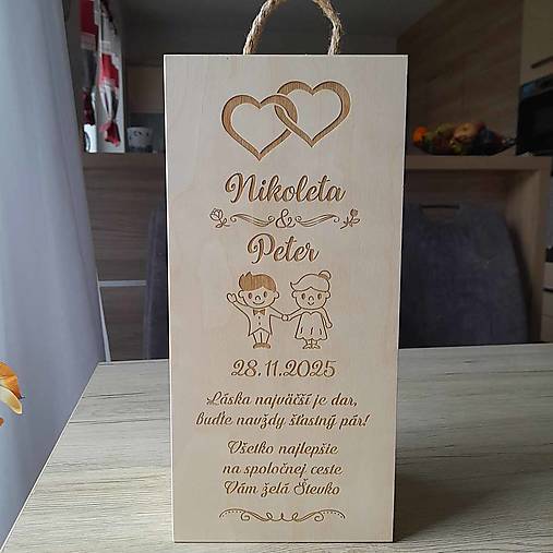 Nábytok - Svadobná truhlica na whisky so šnúrou - 17870324_