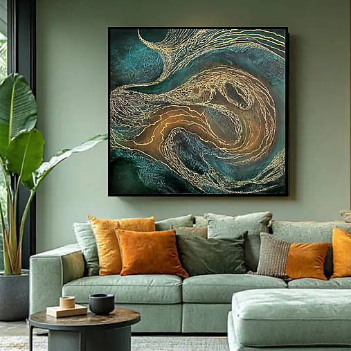 Obrazy - Zlaté prúdenie 100x100 - 17868502_