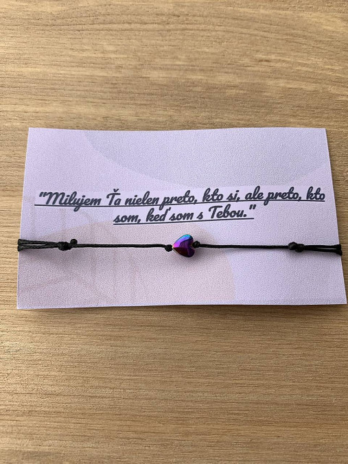 Náramky - náramky so srdiečkom - Hematit (čierna-pestrofarebné srdce 6mm) - 17869471_