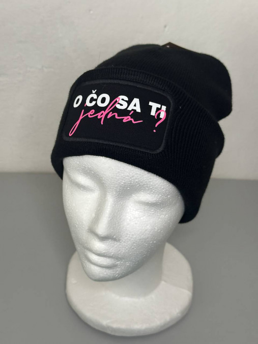 Zimná čiapka s potlačou (O čo sa ti jedna? PINK)