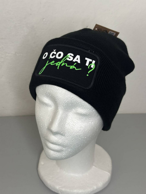 Zimná čiapka s potlačou (O čo sa ti jedna? GREEN)