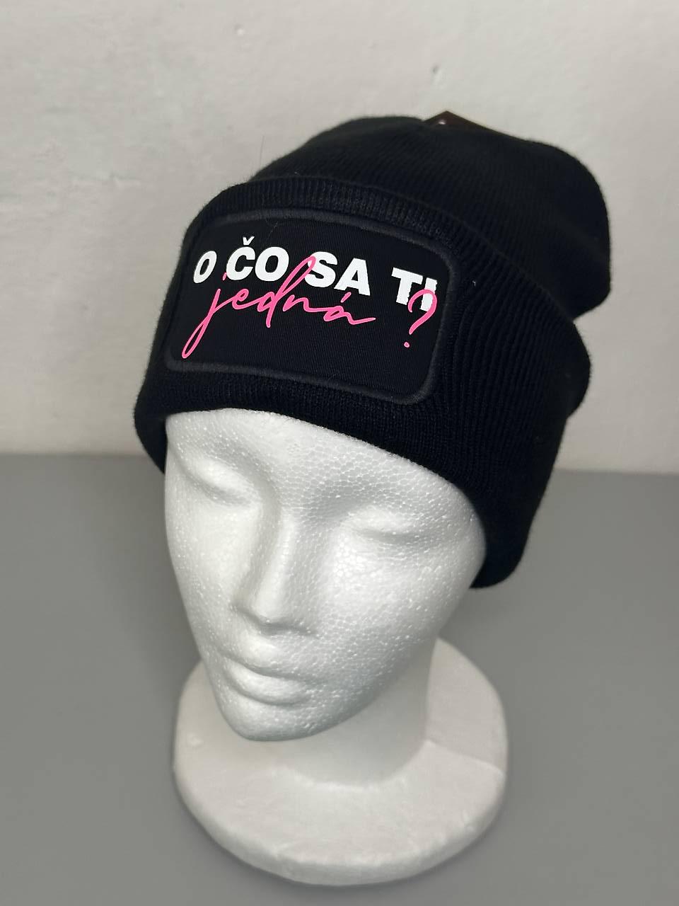 Zimná čiapka s potlačou (O čo sa ti jedna? PINK)