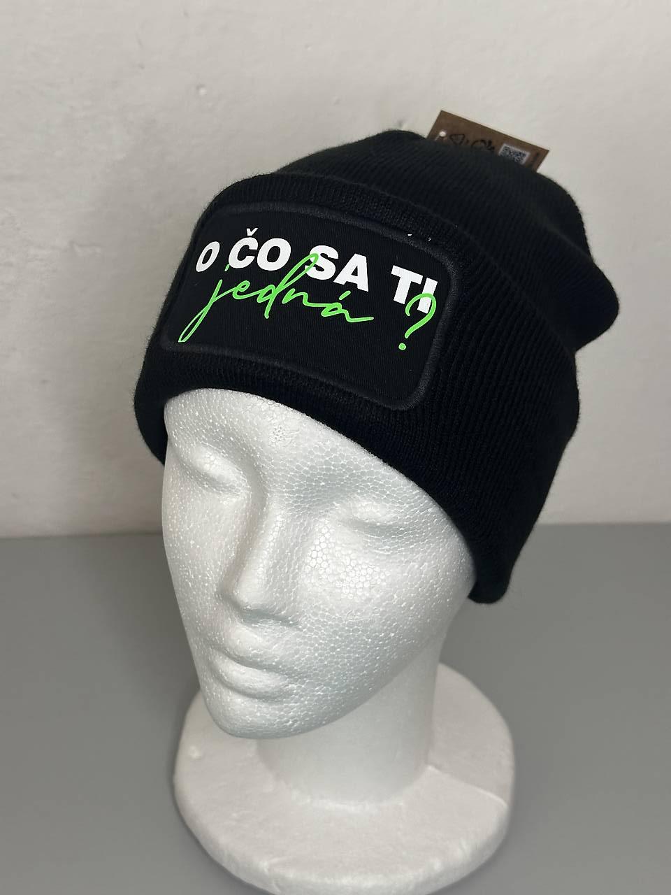 Zimná čiapka s potlačou (O čo sa ti jedna? GREEN)