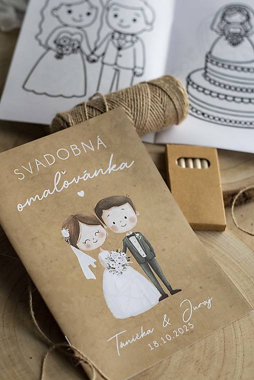 Papiernictvo - Svadobná omaľovánka hnedá - Postavičky  (Omaľovánka) - 17872941_