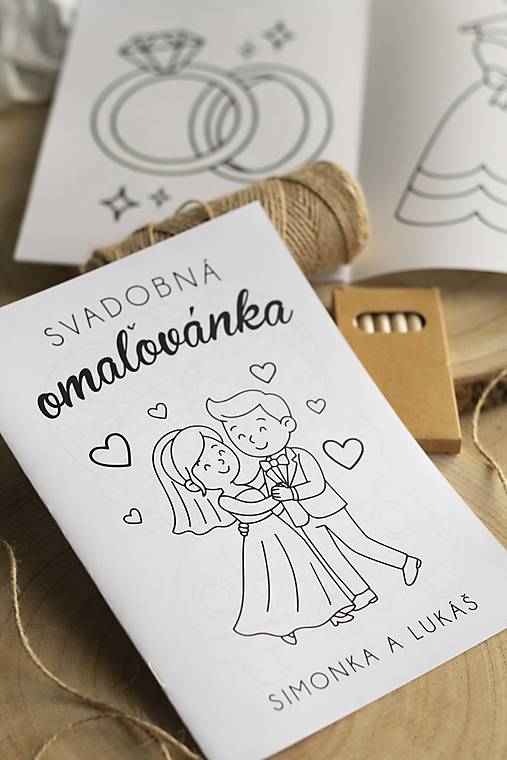 Papiernictvo - Svadobná omaľovánka čb - Postavičky - 17872947_
