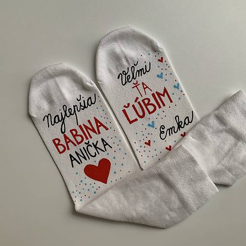 Maľované ponožky pre babku s nápiso na želanie