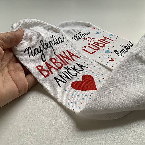Maľované ponožky pre babku s nápiso na želanie