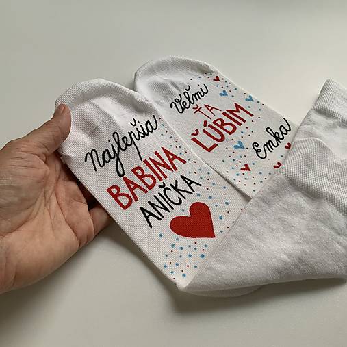 Maľované ponožky pre babku s nápiso na želanie