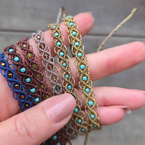 Náramky - Macramé boho náramok - vlnovky - 17872506_