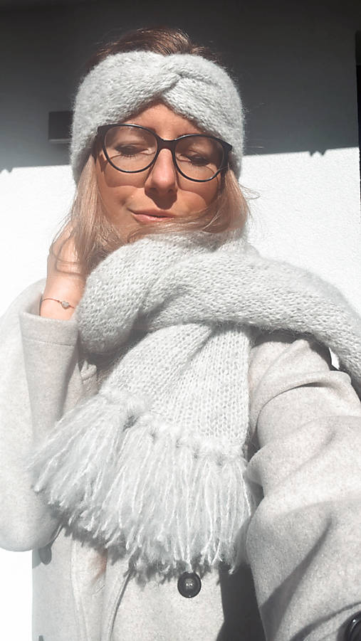 Šály a nákrčníky - Set dlhý šál a čelenka - 17874099_