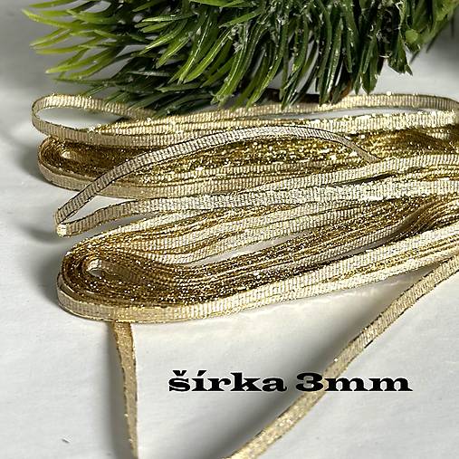 Galantéria - Vianočná stužka zlatá - š.3mm - 1m - 17874065_