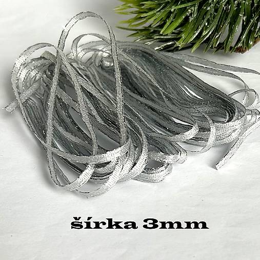 Galantéria - Vianočná stužka strieborná - š.3mm - 1m - 17874130_