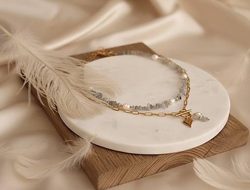 Náhrdelník labradorit, perla