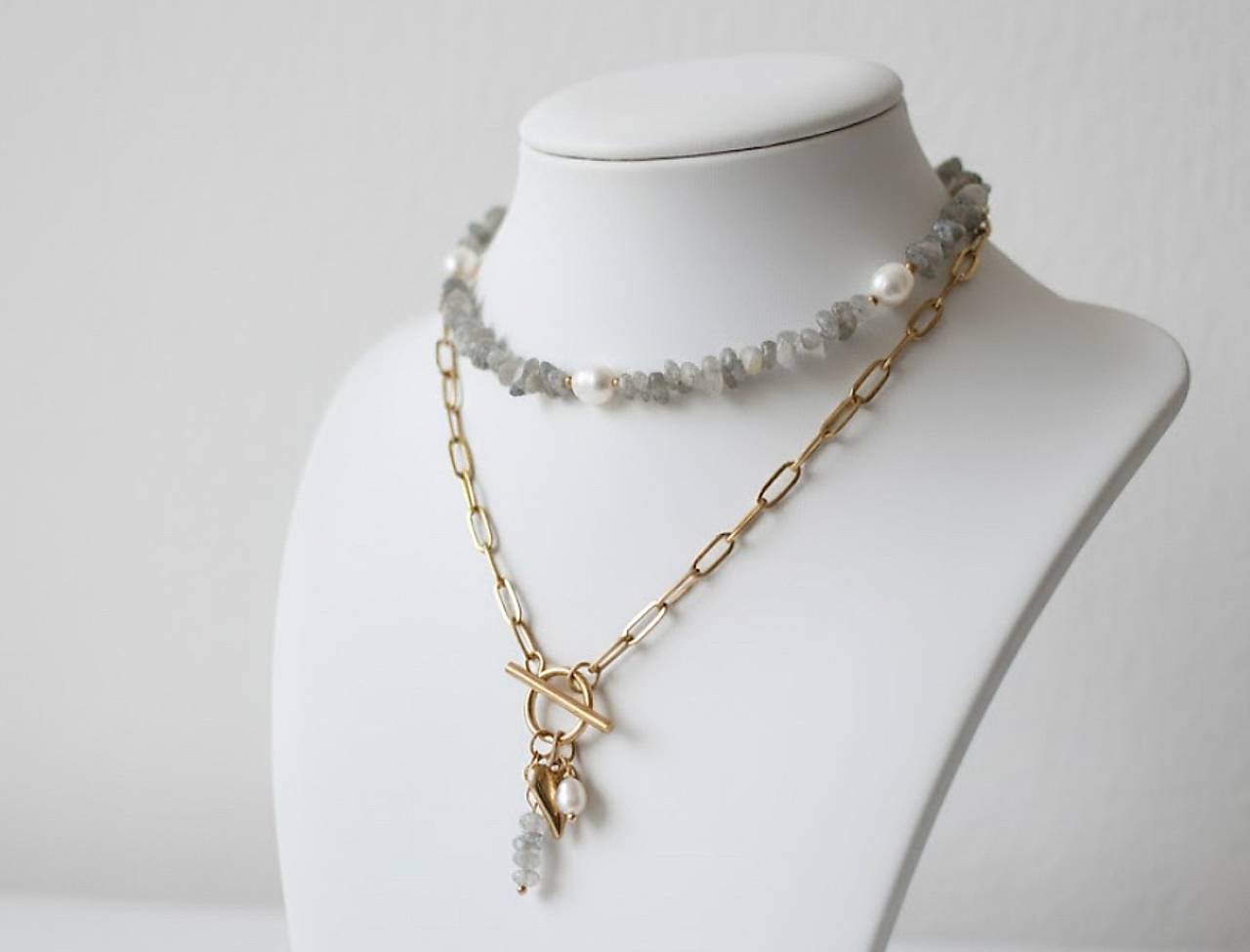 Náhrdelník labradorit, perla