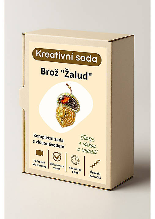 Kurzy - DIY sada brošňa žalud - 17874303_