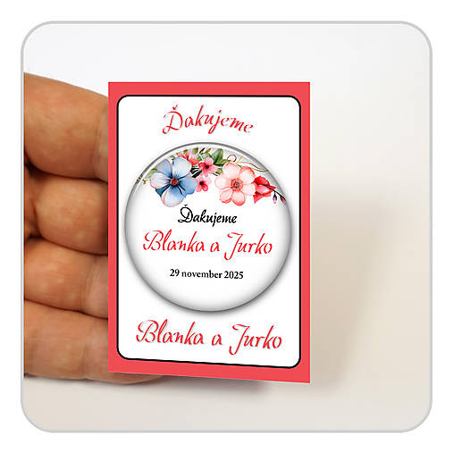 Darčeky pre svadobčanov - Ďakovná magnetka pre svadobčanov - WFloralW3 004 - 17874367_