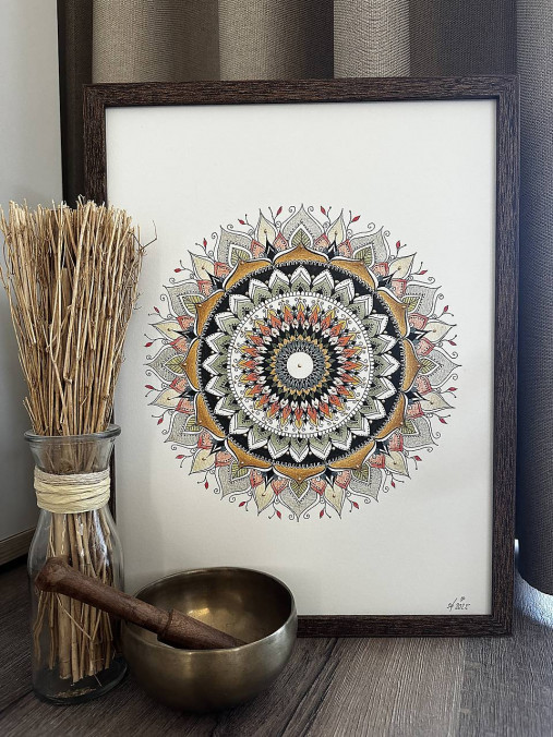 Obrazy - mandala Amber soul, 42 x 32 cm - 17875996_