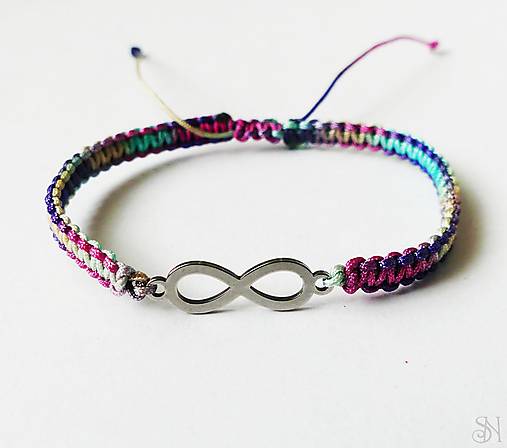 Náramky - Farebný pletený náramok s nekonečnom - chirurgická oceľ 2 - 17877329_
