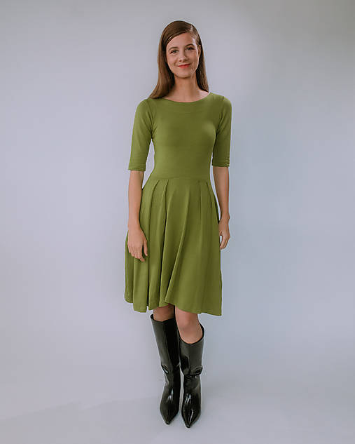 Šaty - MIESTNE DÁMSKE ŠATY KLASIK (ZELENÉ) - 17878643_