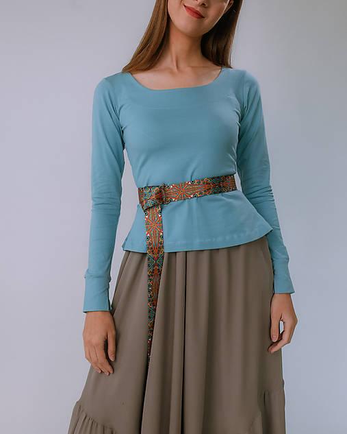 Topy, tričká, tielka - MIESTNE DÁMSKE BAVLNENÉ TRIČKO SAM (ŠEDOMODRÉ) - 17878933_