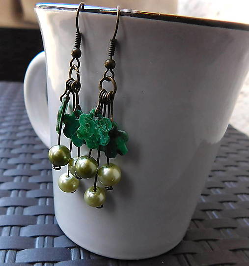 Náušnice - perleťové bronzové čerešne - 17876772_