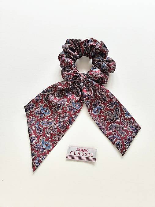 Maxi scrunchie asymetrická (Bordovo-modrá)