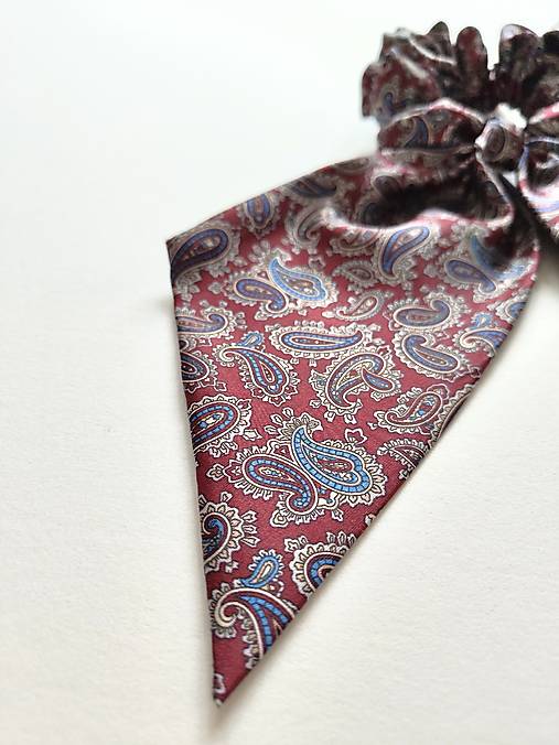 Maxi scrunchie asymetrická (Bordovo-modrá)