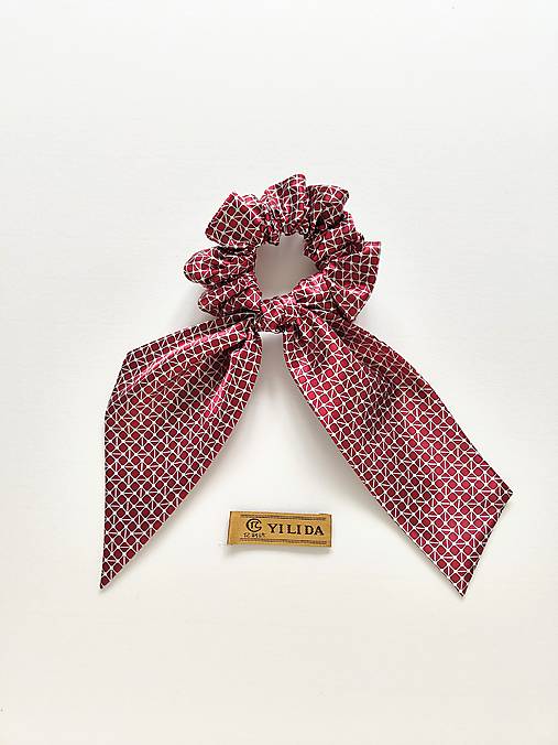 Maxi scrunchie asymetrická (Bordovo-biela)