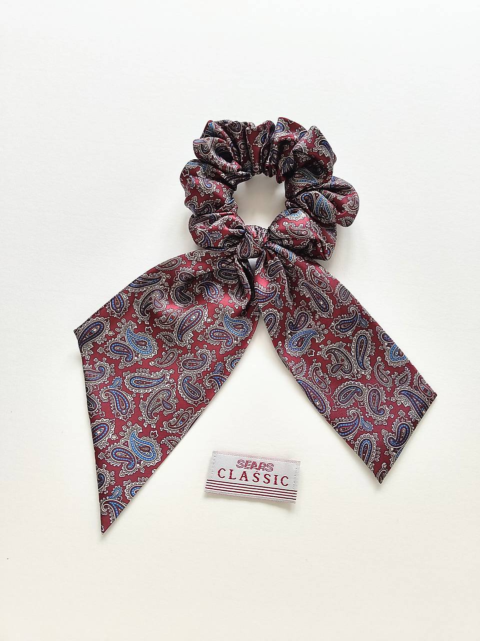 Maxi scrunchie asymetrická (Bordovo-modrá)