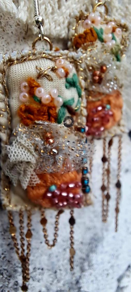 Náušnice vyšívané Romantické