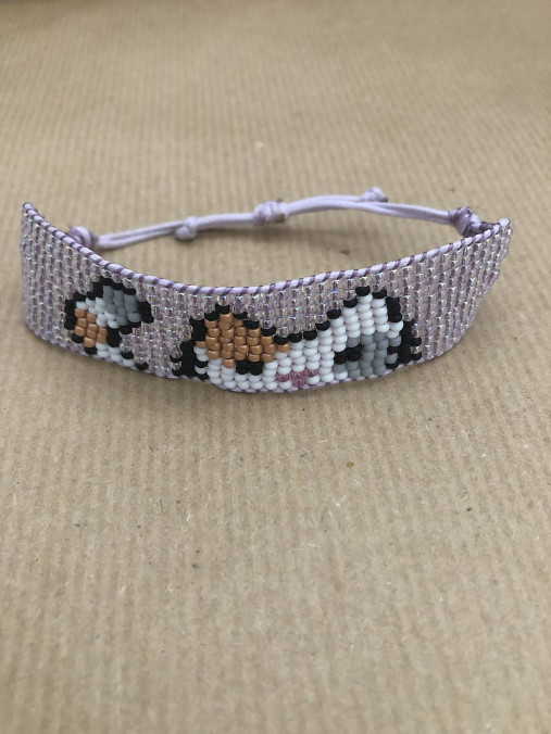 Náramky - Ručne tkaný náramok - mačička - 17878351_