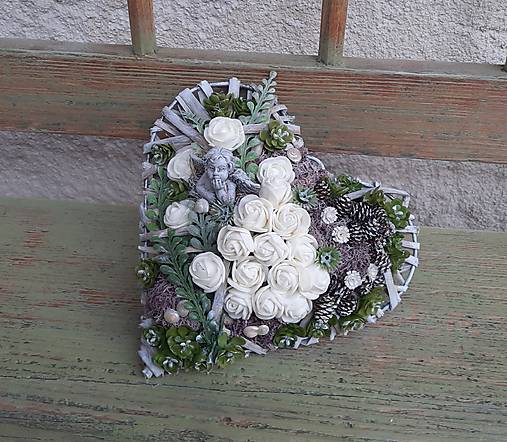 Dekorácie - Malé spomienkové srdiečko s anjelikom - 17879848_