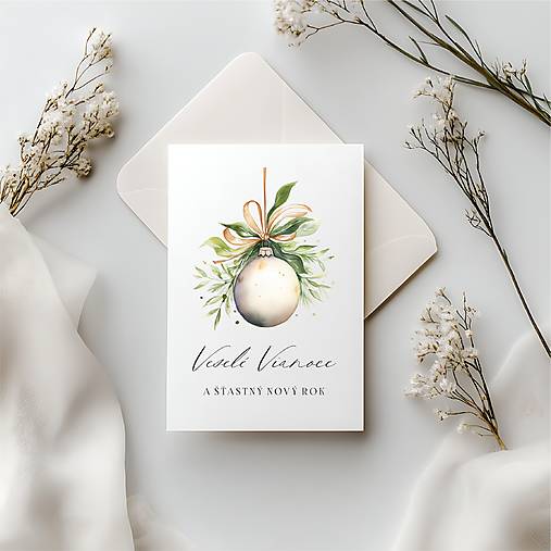 Papiernictvo - Otváracia vianočná pohľadnica s guľou - 17880545_