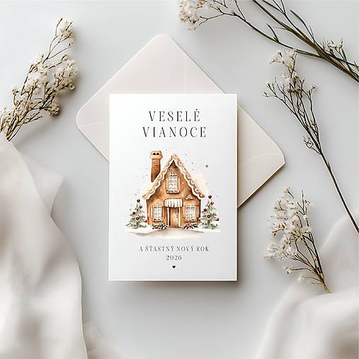 Papiernictvo - Otváracia vianočná pohľadnica perníková chalúpka - 17880607_
