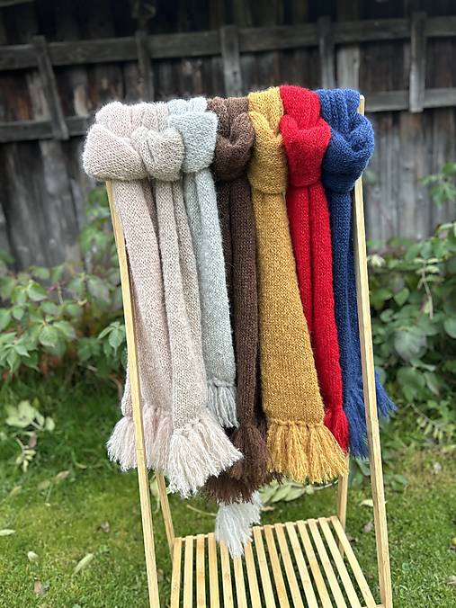 Šály a nákrčníky - Dlhý pletený šál z alpaky - 17880341_