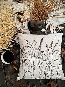 Úžitkový textil - Vankúš trávy hnedo-béžové - 17880484_