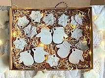 Dekorácie - Ozdôbky na stromček "večerná guľovačka" (Krabička (6 rukavičiek a 10 vločiek)) - 17880957_