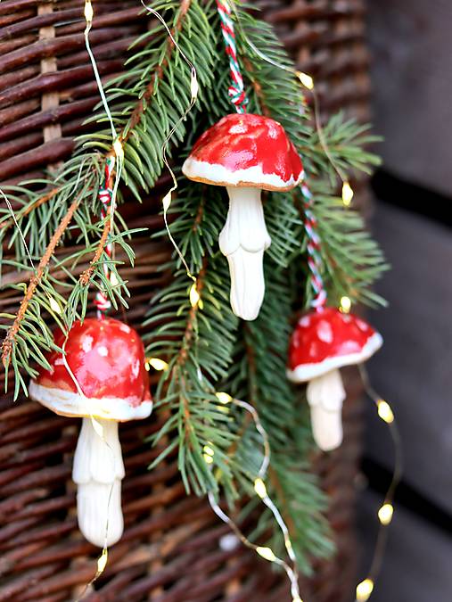 Ozdôbky na stromček "muchotrávky"